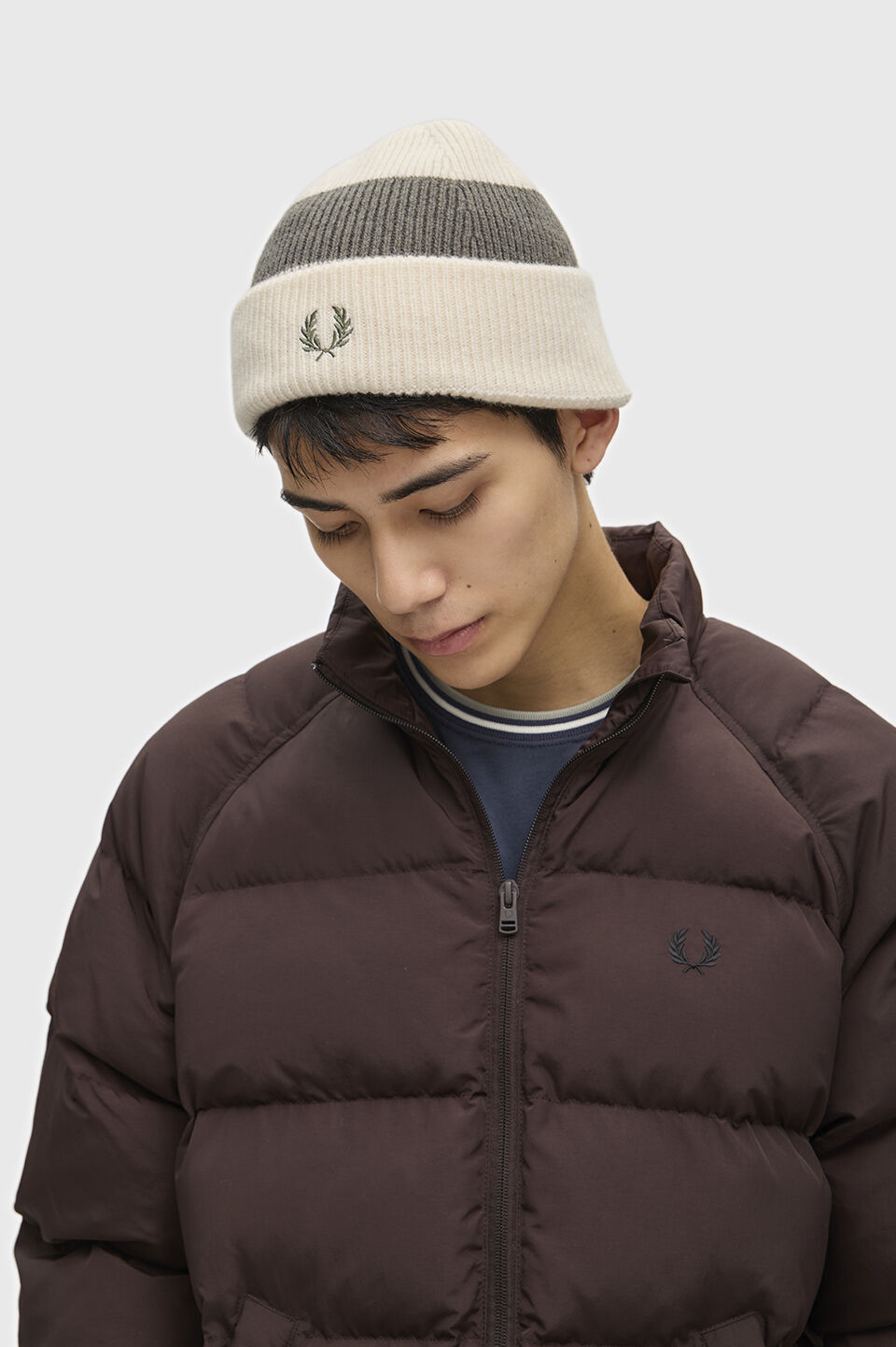 FRED PERRY 「FRED PERRY／Bold Stripe Ribbed Beanie／ストライプリブビーニー」|ニット帽|