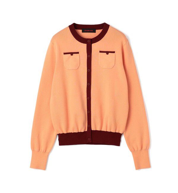 CABaN「コットンカシミヤ バイカラークルーネックカーディガン」|カーディガン|22 ソフトコーラル系