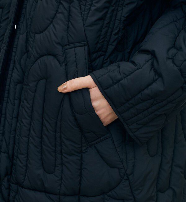 TOMORROWLAND GOODS「manipuri キルティングロングコート」|ノーカラーコート|