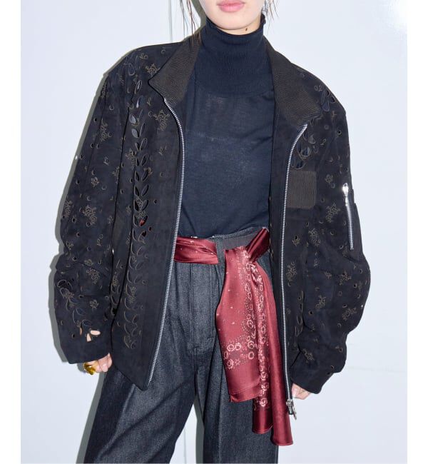  「MASU IVY HOLE LEATHER FLIGHT JACKET M26H9BL005：ジャケット」|ライダースジャケット|
