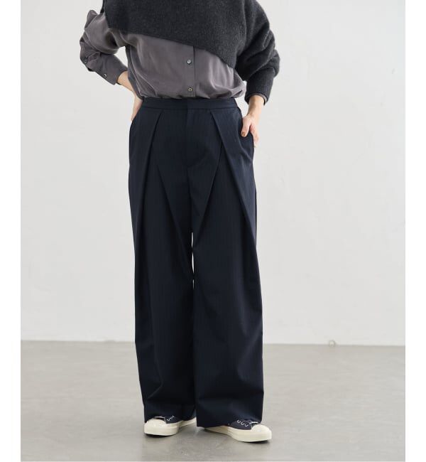 IENA「ウールMIXタックワイドパンツ」|スラックス|
