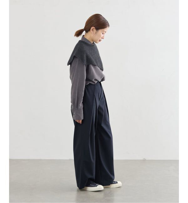 IENA「ウールMIXタックワイドパンツ」|スラックス|