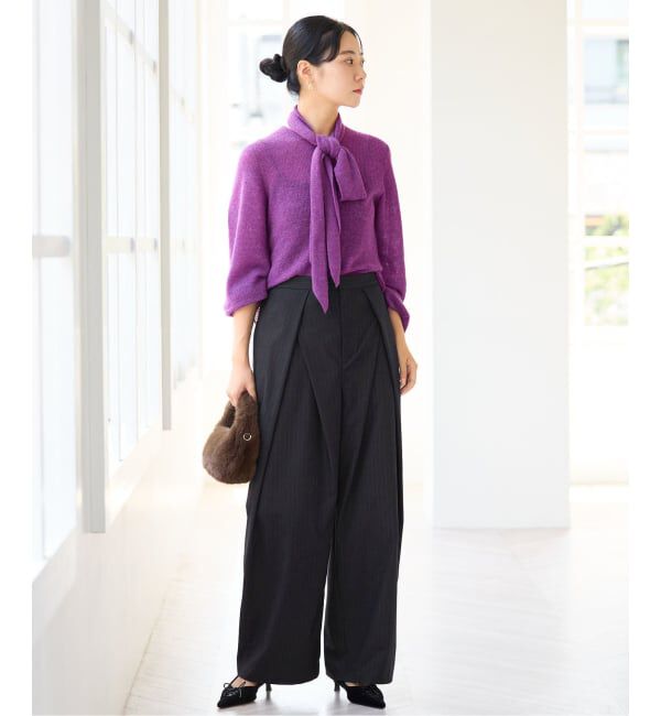IENA「ウールMIXタックワイドパンツ」|スラックス|