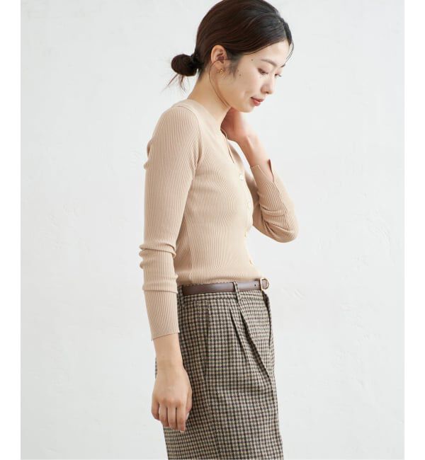 IENA「《手洗い可》ECO SPLASH Vカーディガン」|カーディガン|