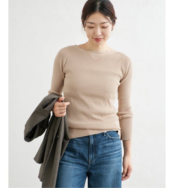 IENA「《手洗い可》ECO SPLASH ボートネックプルオーバー」|ニット・セーター|
