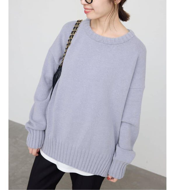 SLOBE IENA「《WEB限定/追加》バルキーコットンプルオーバー」|ニット・セーター|サックスブルー