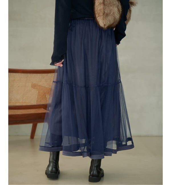 SLOBE IENA「《WEB限定/追加》チュールギャザースカート」|スカート|