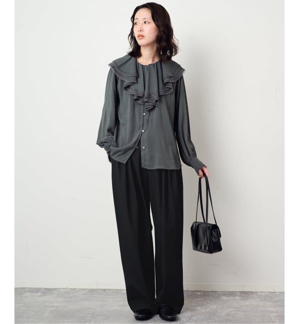 SLOBE IENA「《WEBのみ4サイズ展開/WEB限定カラー/吸湿発熱/予約》CIRCULATE WARM タックパンツ」|スラックス|