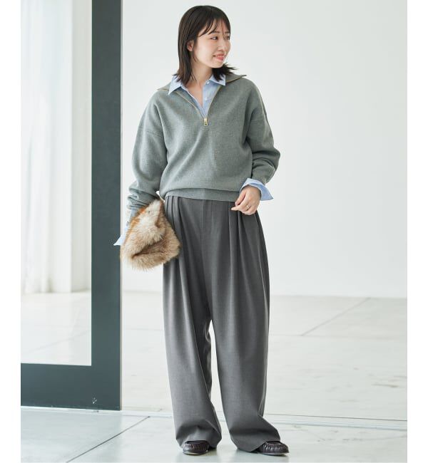 SLOBE IENA「《WEBのみ4サイズ展開/WEB限定カラー/吸湿発熱/予約》CIRCULATE WARM タックパンツ」|スラックス|