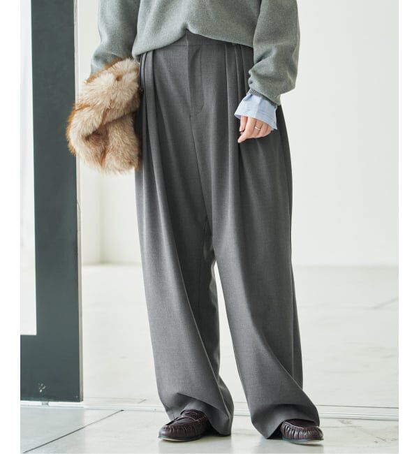 SLOBE IENA「《WEBのみ4サイズ展開/WEB限定カラー/吸湿発熱/予約》CIRCULATE WARM タックパンツ」|スラックス|