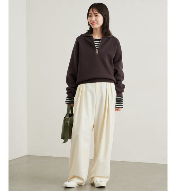 SLOBE IENA「《WEBのみ4サイズ展開/WEB限定カラー/吸湿発熱/予約》CIRCULATE WARM タックパンツ」|スラックス|
