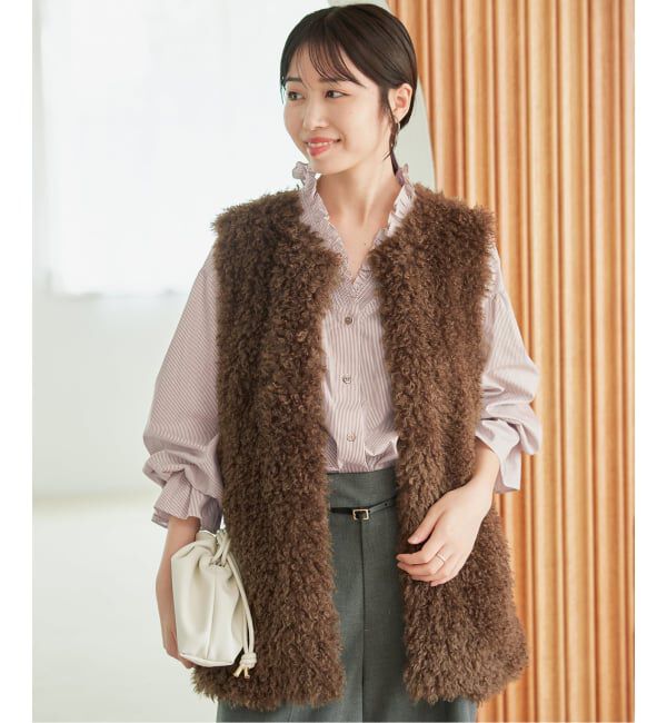 SLOBE IENA「《WEB限定カラーあり》Vネックフリル ボリュームスリーブブラウス」|シャツ・ブラウス|
