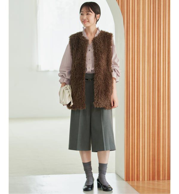 SLOBE IENA「《WEB限定カラーあり》Vネックフリル ボリュームスリーブブラウス」|シャツ・ブラウス|