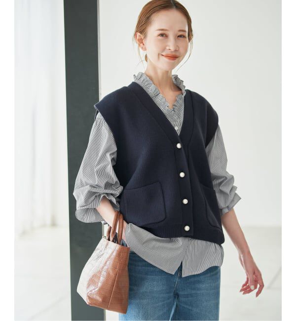 SLOBE IENA「《WEB限定カラーあり》Vネックフリル ボリュームスリーブブラウス」|シャツ・ブラウス|