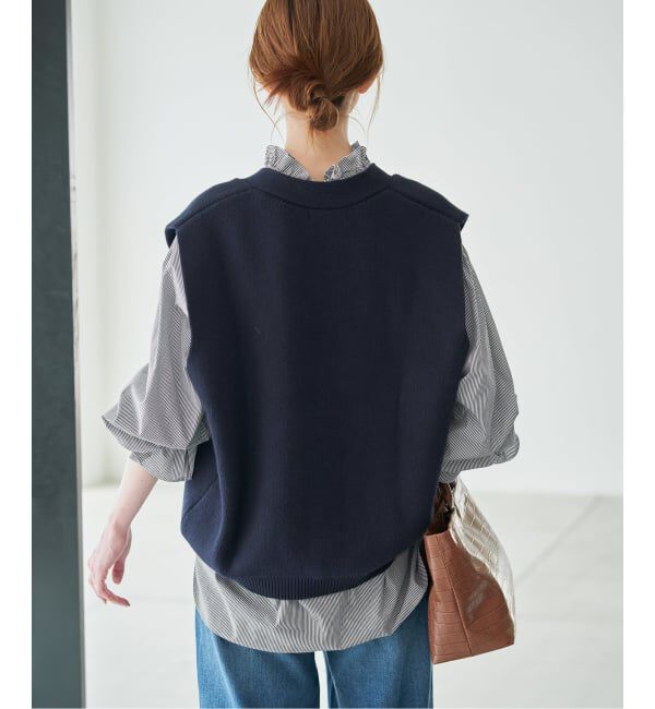 SLOBE IENA「《WEB限定カラーあり》Vネックフリル ボリュームスリーブブラウス」|シャツ・ブラウス|