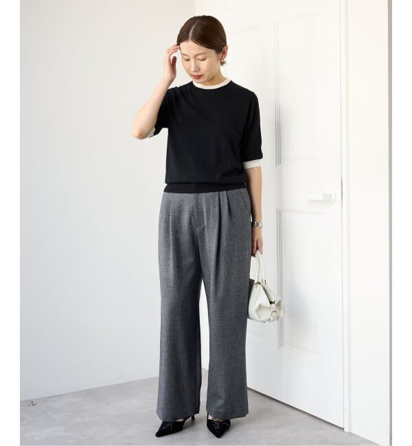IENA「《予約》ツイードタックフォルムパンツ」|スラックス|