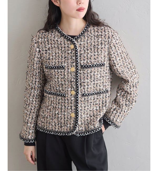 IENA「《IENA 35TH》THE TWEED JACKET with LINTON」|ノーカラージャケット|