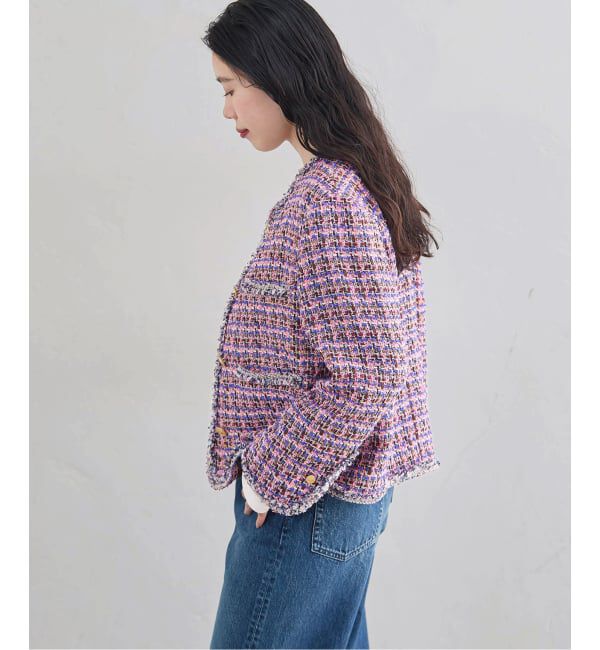 IENA「《IENA 35TH》THE TWEED JACKET with LINTON」|ノーカラージャケット|