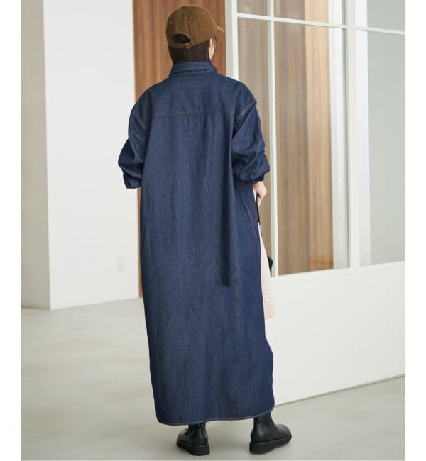 SLOBE IENA「《WEB限定/シリーズあり/追加予約》LEDENIM BDU デニムシャツワンピース」|ワンピース|