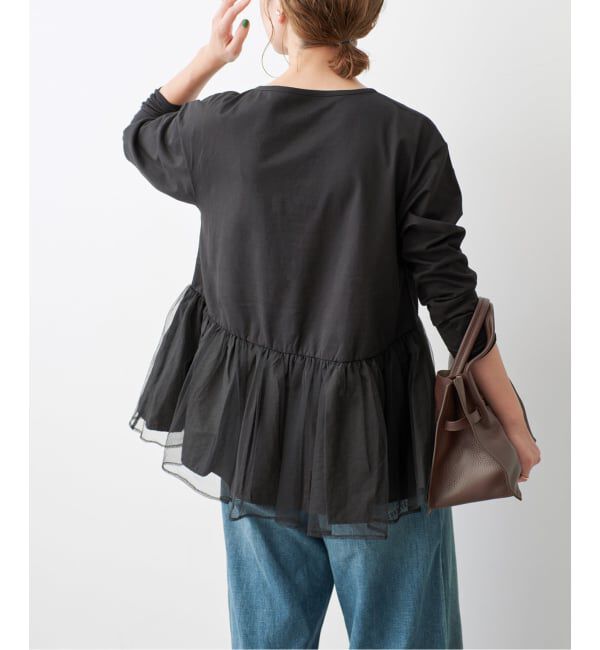 Spick and Span「《一部店舗+WEB限定》チュールコンビフレアプルオーバー」|Tシャツ・カットソー|