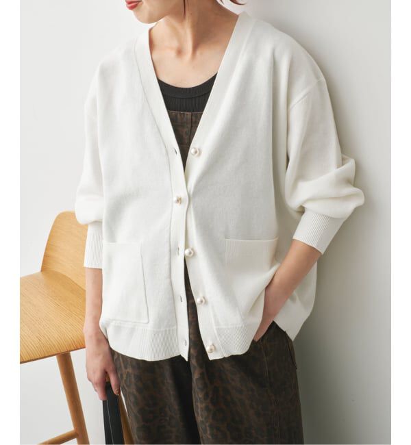 Spick and Span「《予約》ダブルニットパールボタンカーディガン」|カーディガン|