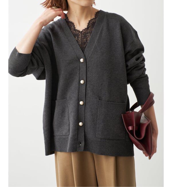 Spick and Span「《予約》ダブルニットパールボタンカーディガン」|カーディガン|