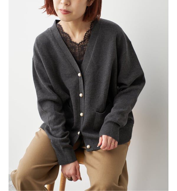 Spick and Span「《予約》ダブルニットパールボタンカーディガン」|カーディガン|