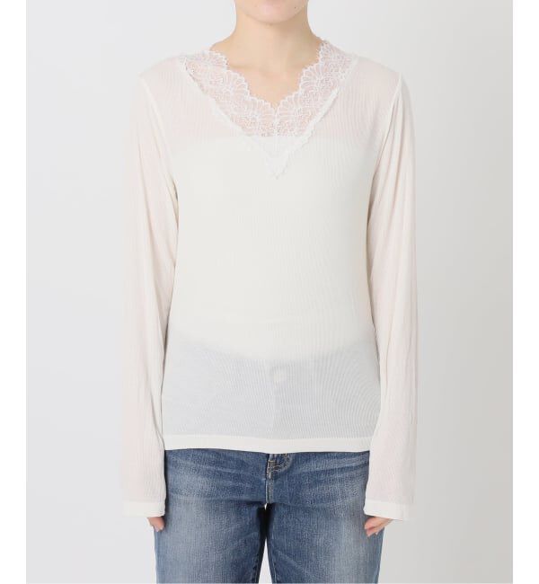 Spick and Span「《追加予約》レースドッキングVネックインナー」|Tシャツ・カットソー|