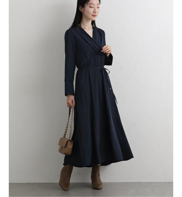  「【洗える】カシュクールロングスリーブワンピース」|ワンピース|