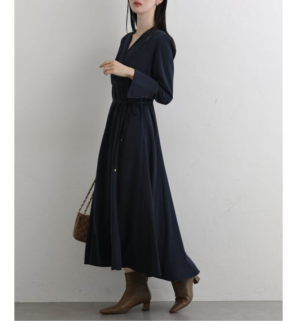  「【洗える】カシュクールロングスリーブワンピース」|ワンピース|