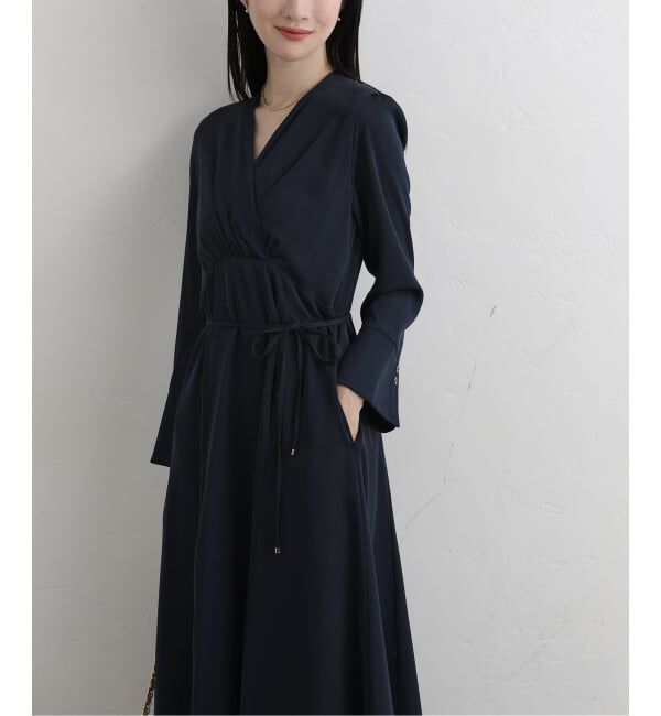  「【洗える】カシュクールロングスリーブワンピース」|ワンピース|