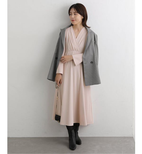  「【洗える】カシュクールロングスリーブワンピース」|ワンピース|