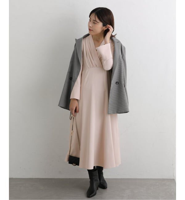  「【洗える】カシュクールロングスリーブワンピース」|ワンピース|