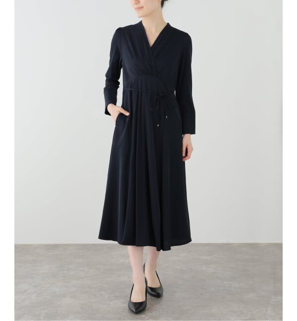  「【洗える】カシュクールロングスリーブワンピース」|ワンピース|