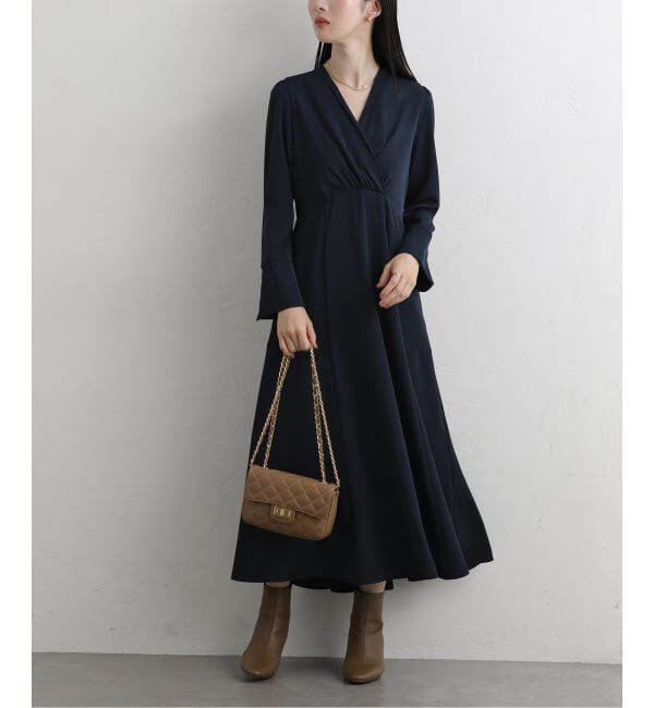  「【洗える】カシュクールロングスリーブワンピース」|ワンピース|