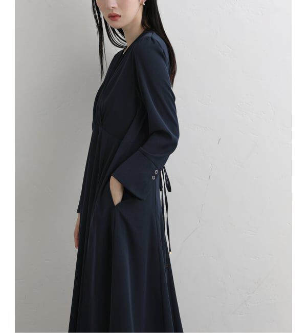  「【洗える】カシュクールロングスリーブワンピース」|ワンピース|