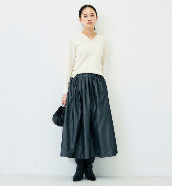 NOLLEY'S sophi「【WEB限定】《手洗い可能》片衿パール総針Vネックプルオーバー」|ニット・セーター|