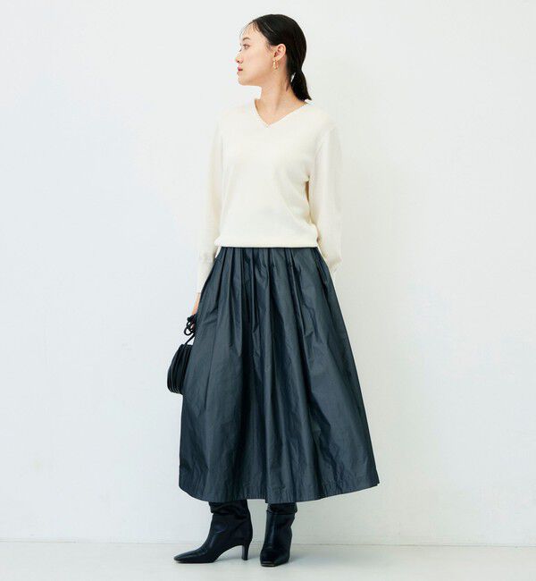 NOLLEY'S sophi「【WEB限定】《手洗い可能》片衿パール総針Vネックプルオーバー」|ニット・セーター|