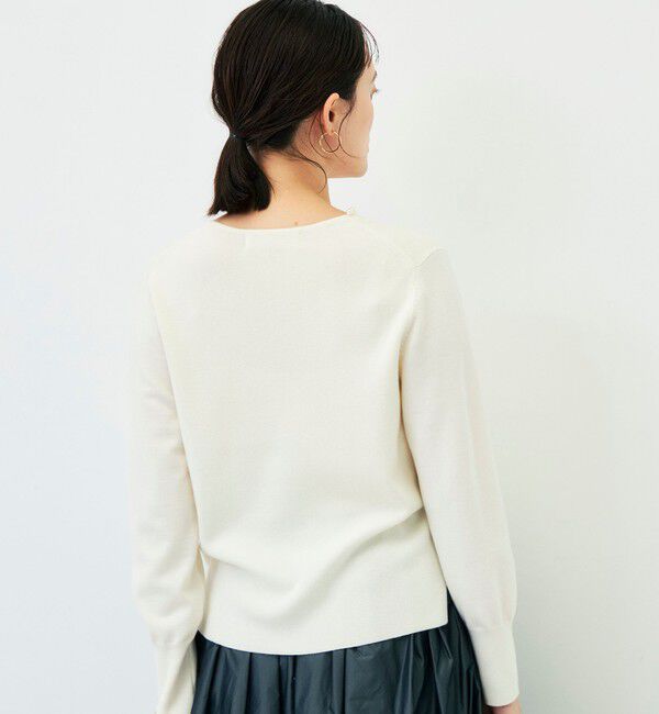 NOLLEY'S sophi「【WEB限定】《手洗い可能》片衿パール総針Vネックプルオーバー」|ニット・セーター|