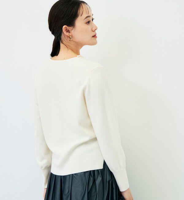 NOLLEY'S sophi「【WEB限定】《手洗い可能》片衿パール総針Vネックプルオーバー」|ニット・セーター|
