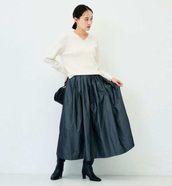 NOLLEY'S sophi「【WEB限定】《手洗い可能》片衿パール総針Vネックプルオーバー」|ニット・セーター|
