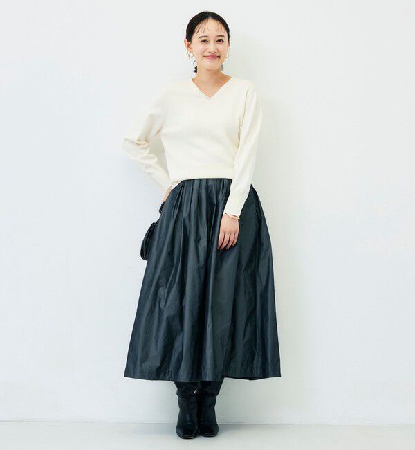 NOLLEY'S sophi「【WEB限定】《手洗い可能》片衿パール総針Vネックプルオーバー」|ニット・セーター|