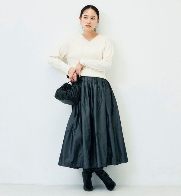 NOLLEY'S sophi「【WEB限定】《手洗い可能》片衿パール総針Vネックプルオーバー」|ニット・セーター|