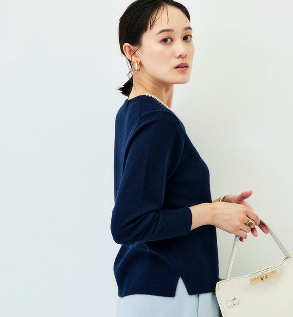NOLLEY'S sophi「【WEB限定】《手洗い可能》片衿パール総針Vネックプルオーバー」|ニット・セーター|