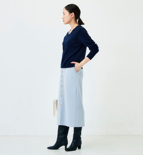 NOLLEY'S sophi「【WEB限定】《手洗い可能》片衿パール総針Vネックプルオーバー」|ニット・セーター|