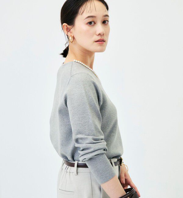 NOLLEY'S sophi「【WEB限定】《手洗い可能》片衿パール総針Vネックプルオーバー」|ニット・セーター|