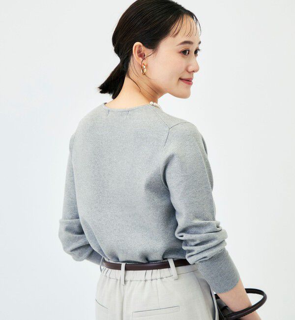 NOLLEY'S sophi「【WEB限定】《手洗い可能》片衿パール総針Vネックプルオーバー」|ニット・セーター|