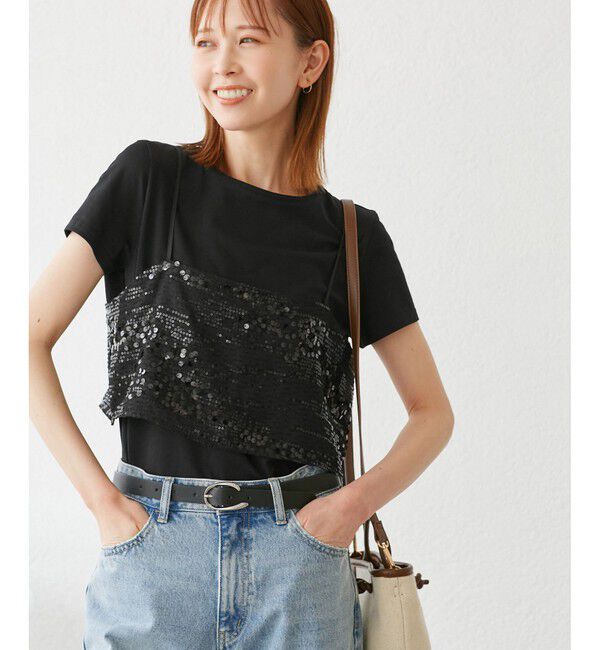 Rope&rsquo;Picnic「スパンコールビスチェ付きカットトップス」|Tシャツ・カットソー|
