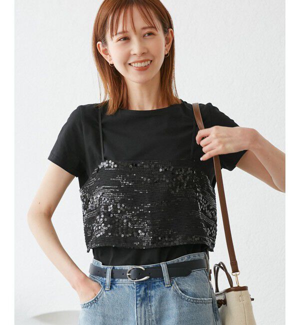 Rope&rsquo;Picnic「スパンコールビスチェ付きカットトップス」|Tシャツ・カットソー|