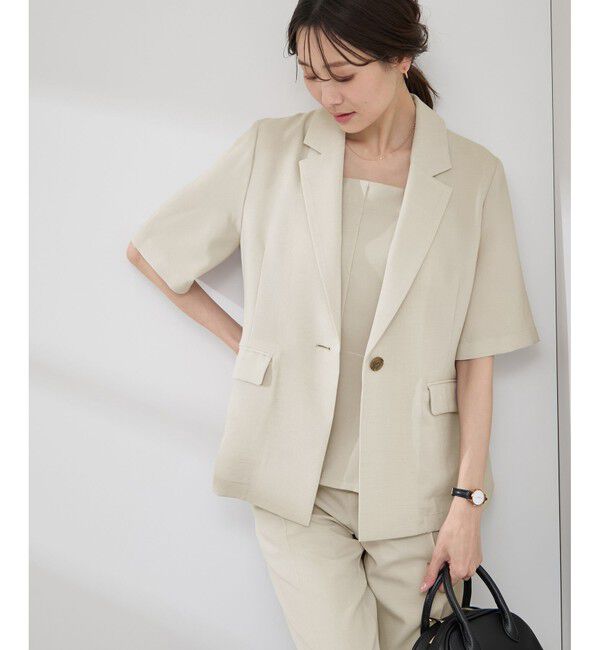 Rope&rsquo;Picnic「【接触冷感・吸水速乾・防シワ】エフォートレスリラックスハーフスリーブジャケット」|テーラードジャケット|